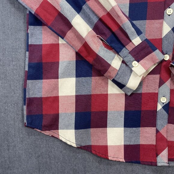 I Joan Red/Blue Plaid Button-Up Shirt Womens Size L 50% Cotton/50% Polyester - Picture 6 of 11
